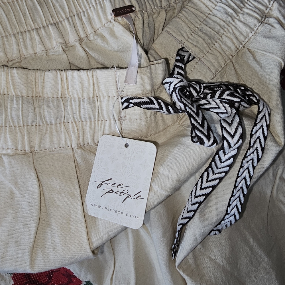 Free People Cream Wide Leg Pants